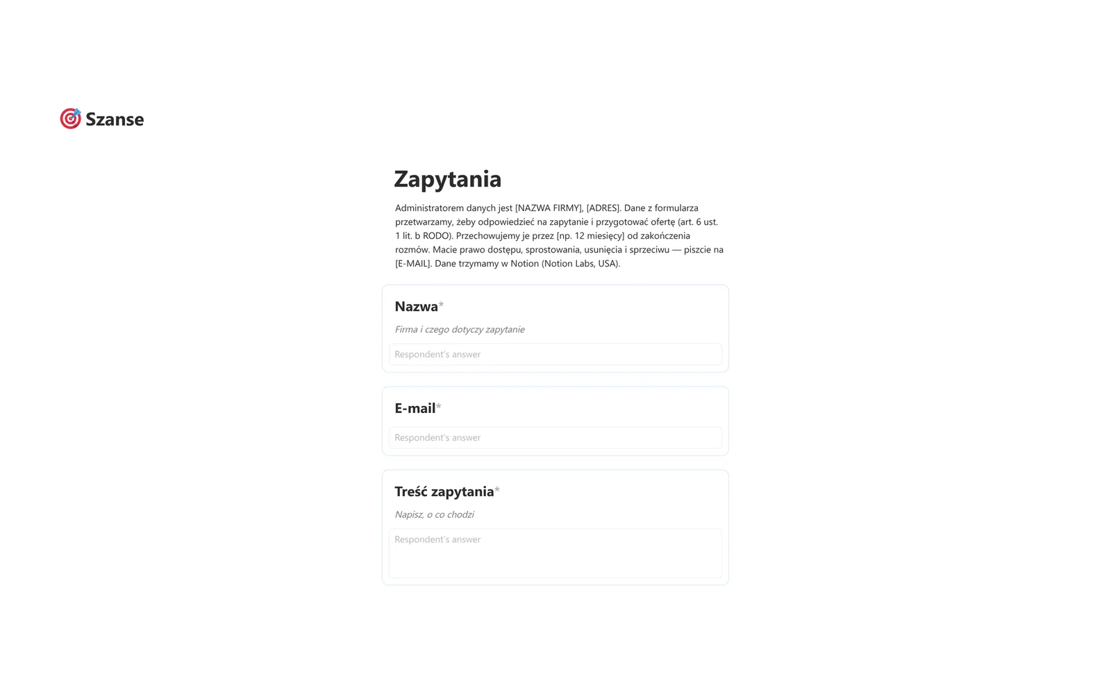 Formularz zapytań, który zbiera zgłoszenia prosto do Twojego modułu